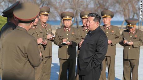 North Korean leader Kim Jong Un purportedly observing a missile test on April 16, according to North Korean state media.