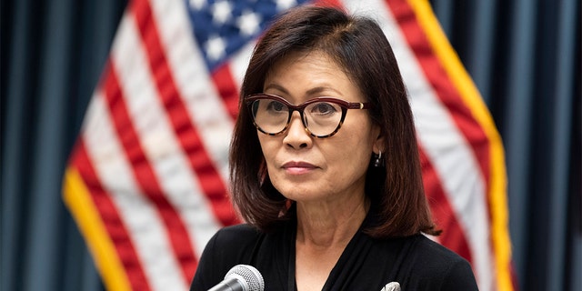 SANTA ANA, CA - NOVEMBER 05: Orange County Supervisor Michelle Steel participates in a press conference in Santa Ana, CA. (Photo by Paul Bersebach/MediaNews Group/Orange County Register via Getty Images)